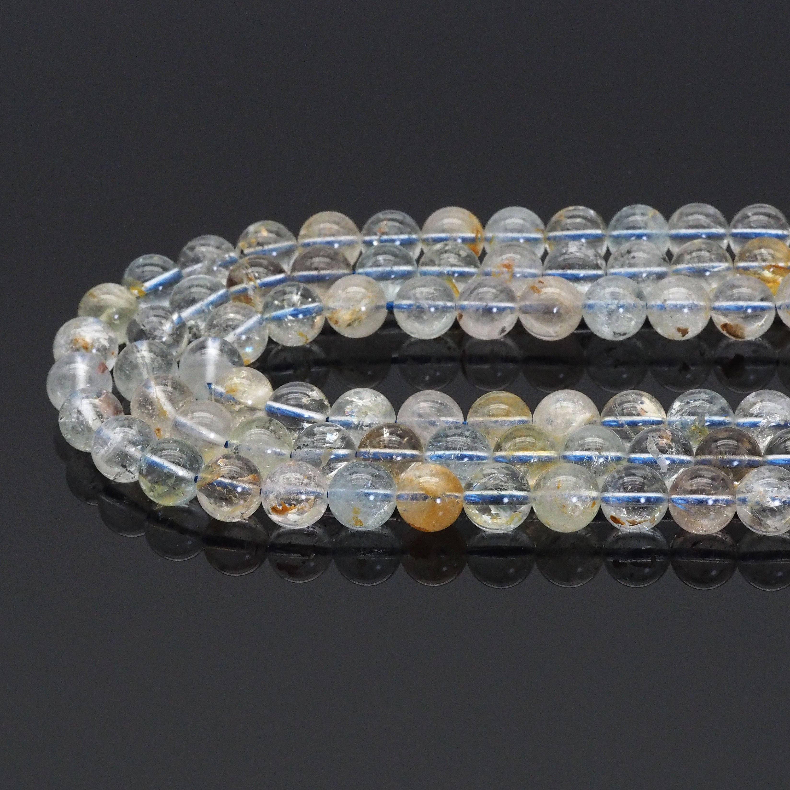 Genuine Yellow Topaz Round Smooth Beads, 6mm/8mm, Sku#U1641