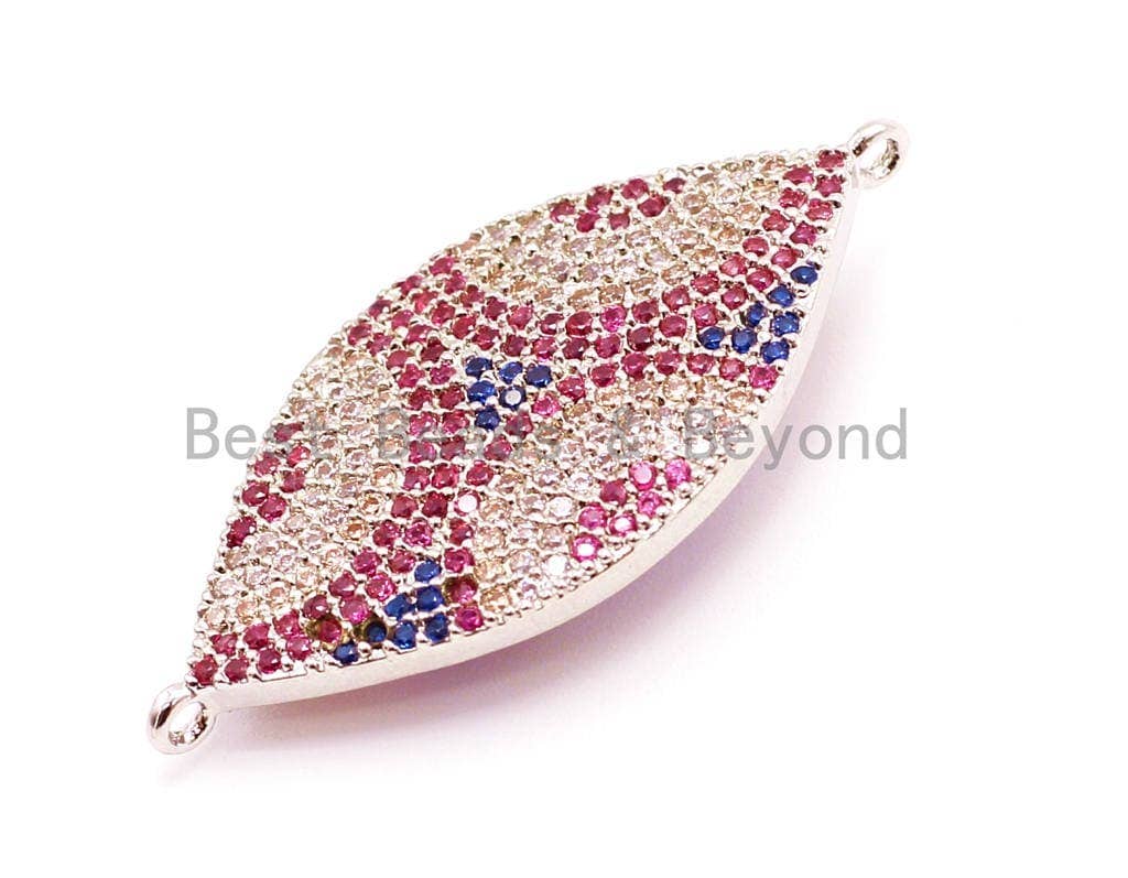CZ Micro Pave Marquise Evil Eye Connector/Link Finding, Cubic Zirconia CZ Space Connector, Jewelry Findings, 37x18mm,sku#E2C