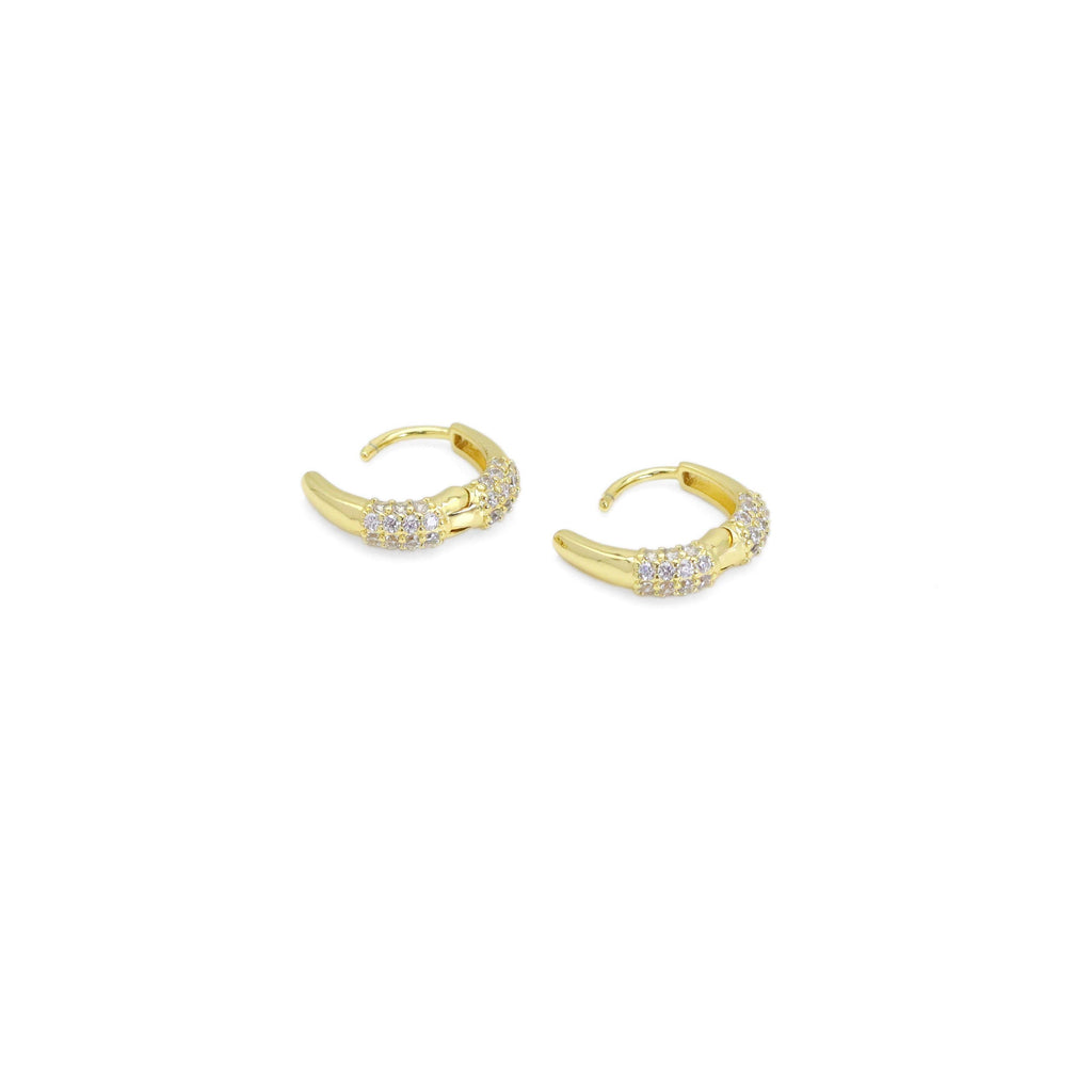 Small CZ Gold Oval Frame Hoop Earrings, Sku#ZX186