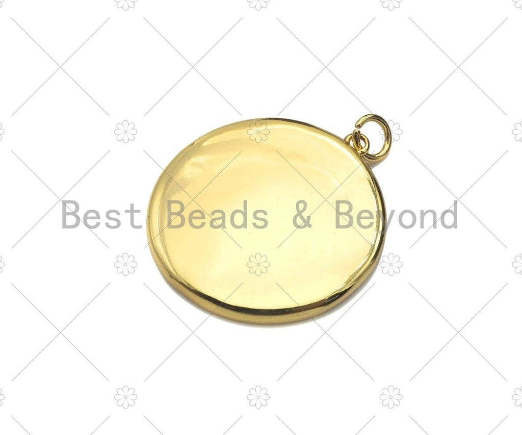 18k Dainty Gold Skull On Round Coin Charms, Gold Medallion Charms,Round Necklace Charms,25x28mm, Sku#Y410