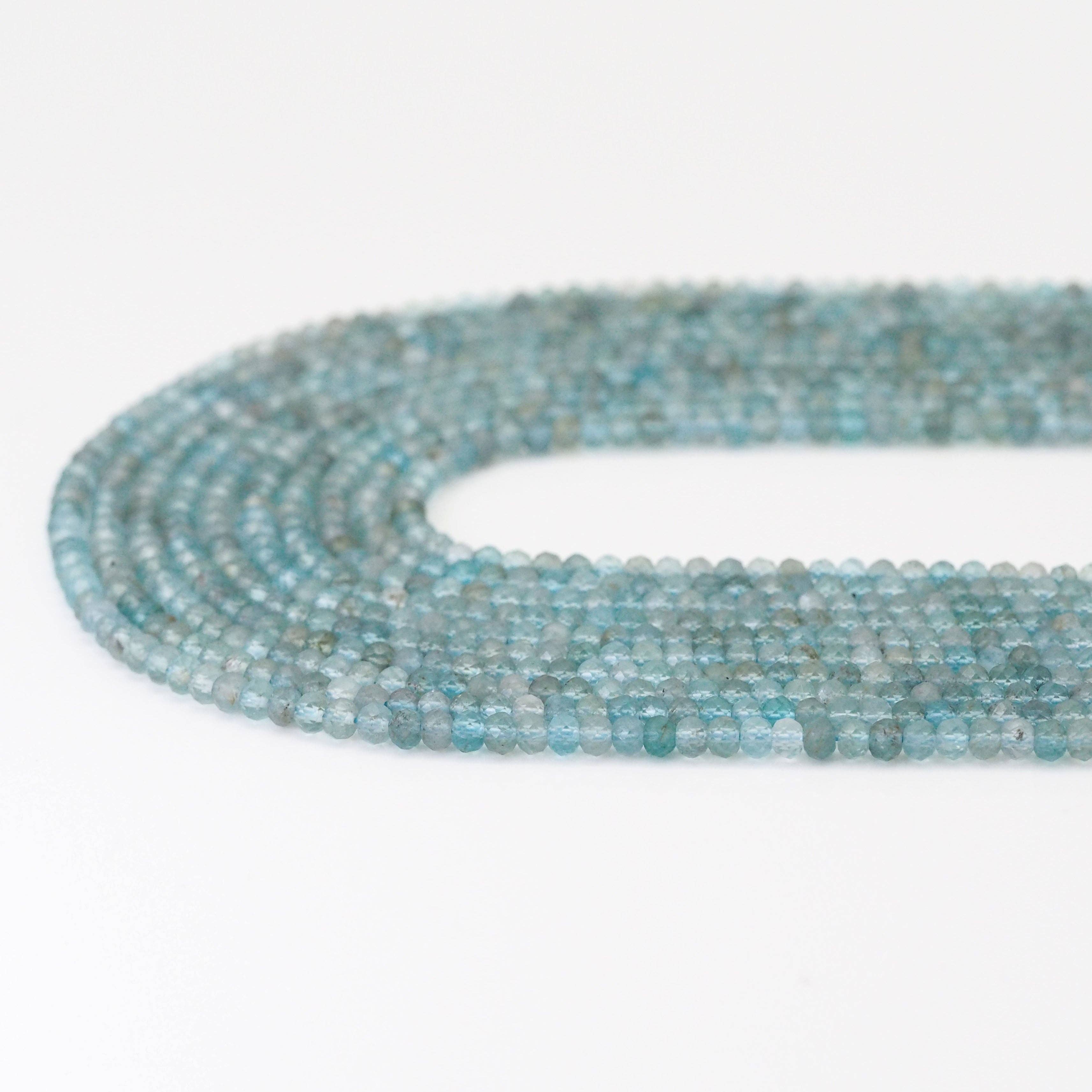 Genuine Blue Apatite Faceted Rondelle Beads, Sku#U1684