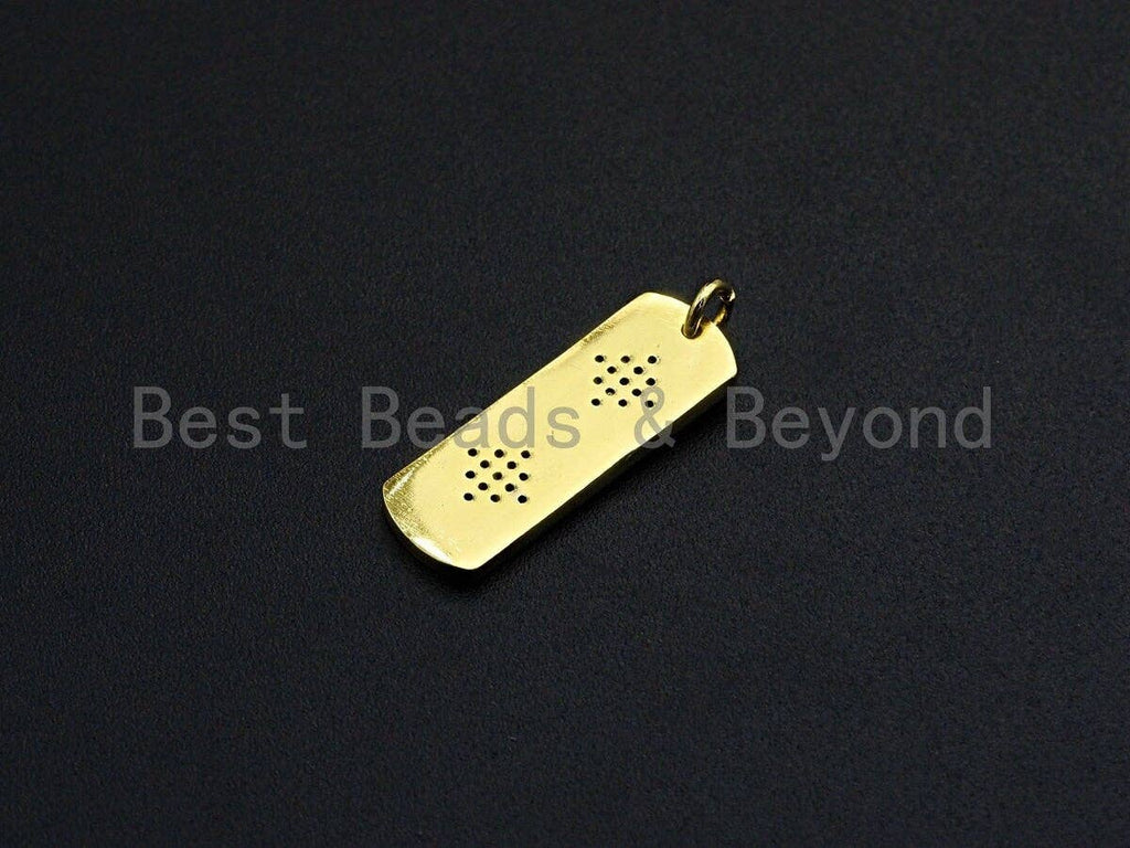 CZ Micro Pave Double North Star On Long Bar Pendant, Cubic Zirconia Strip Pendant, Micro pave Star pendant, 9x26mm, sku#Z769