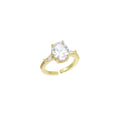 Big Oval Clear CZ Gold Adjustable Ring, Sku#LX492