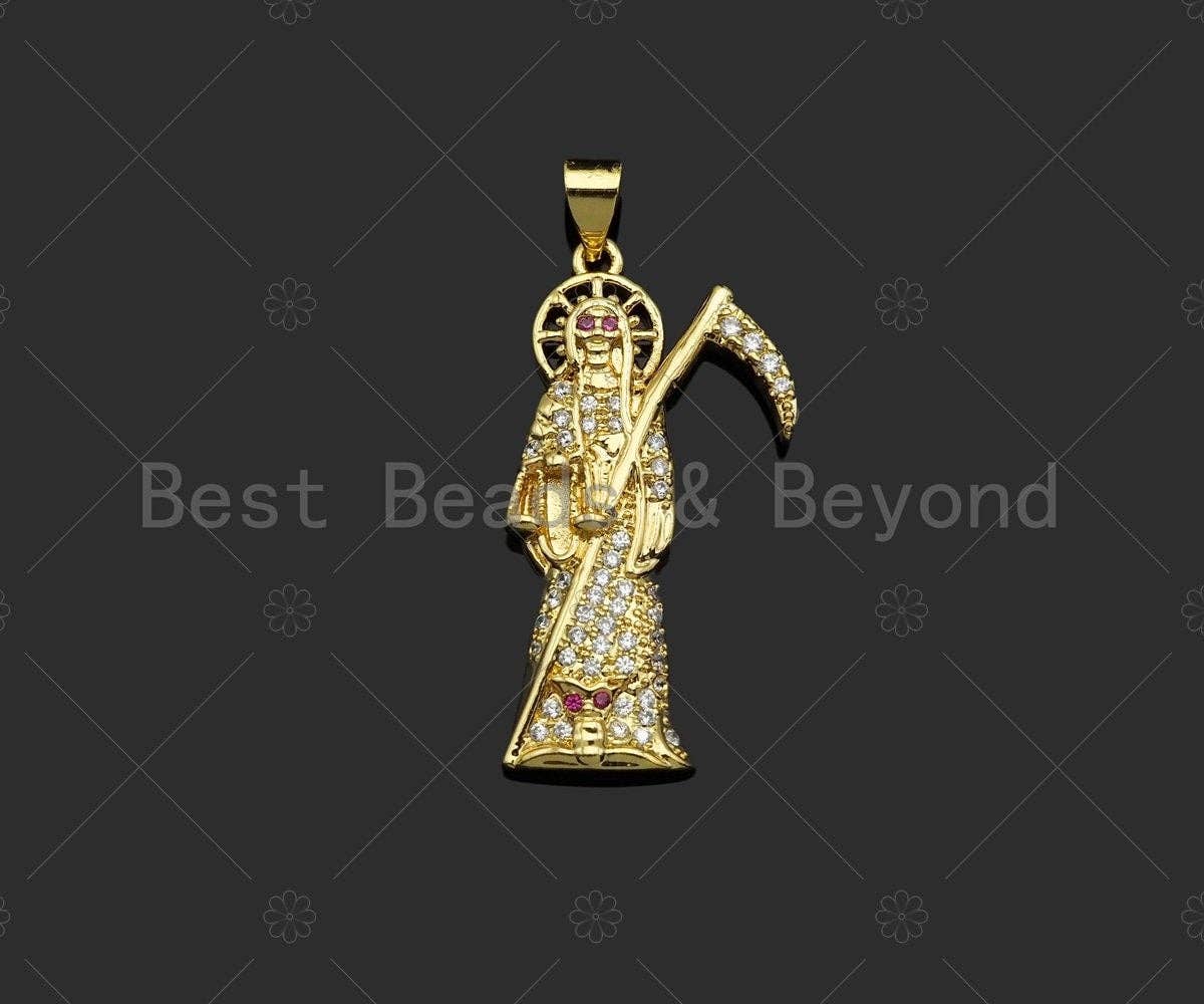 CZ Micro Pave Imperial Bodyguard  Shape Pendant/Charm, 18K Dainty Gold Charm, Necklace Bracelet Charm Pendant,16x33mm, Sku#LD29