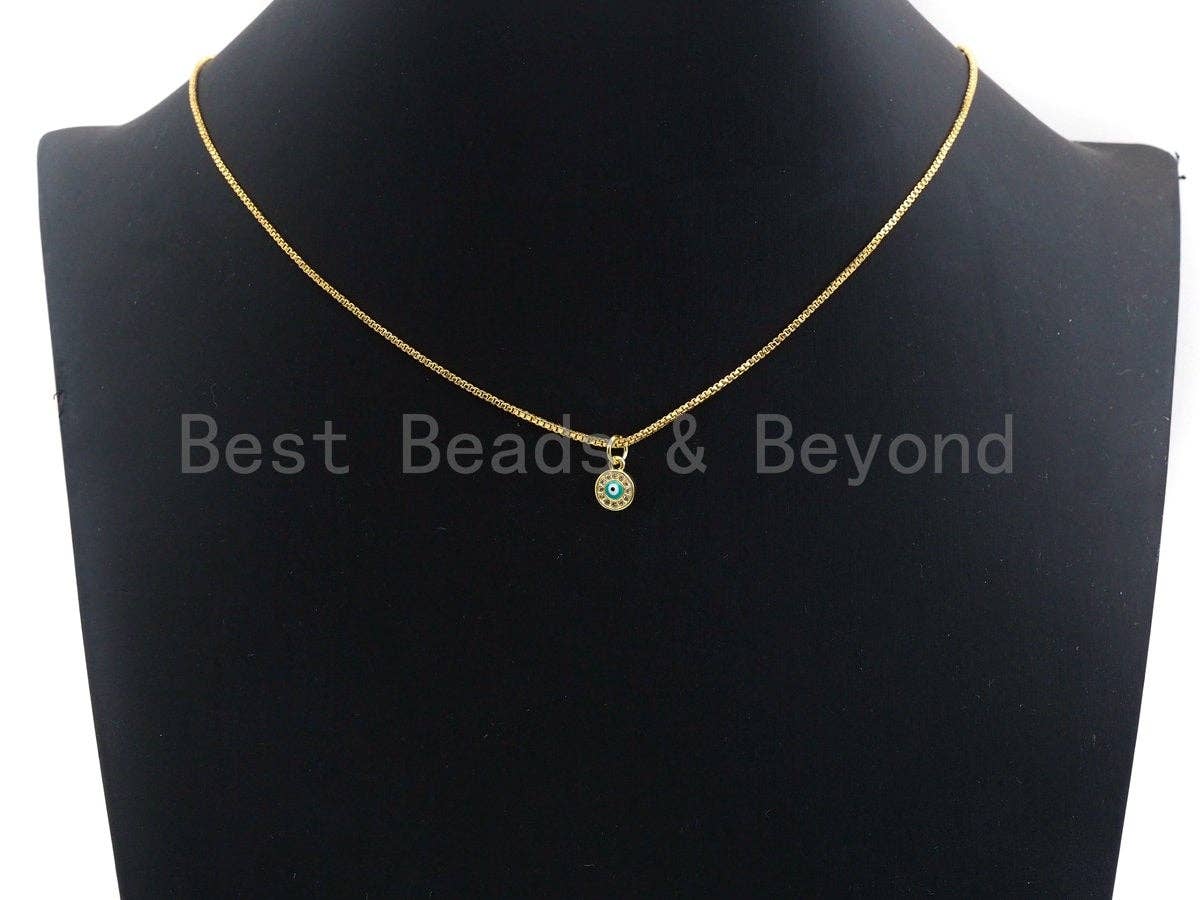 CZ Micro Pave Round Evil Eye on Disc Pendant, Cubic Zirconia Pendant, Silver/Gold Tone, 7x9mm, Sku#Z421