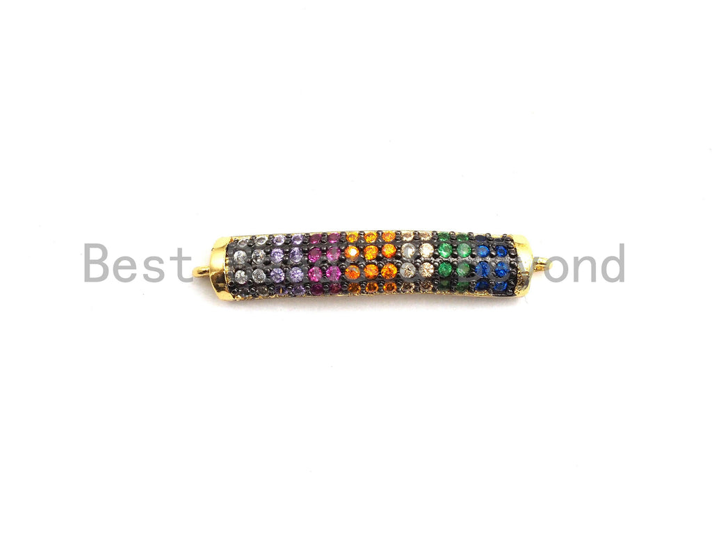Rainbow CZ Micro Pave Curved Bar Connector for Bracelet, Link Connector, Spacer Connector, 5x30mm/4x40mm,sku#E427C
