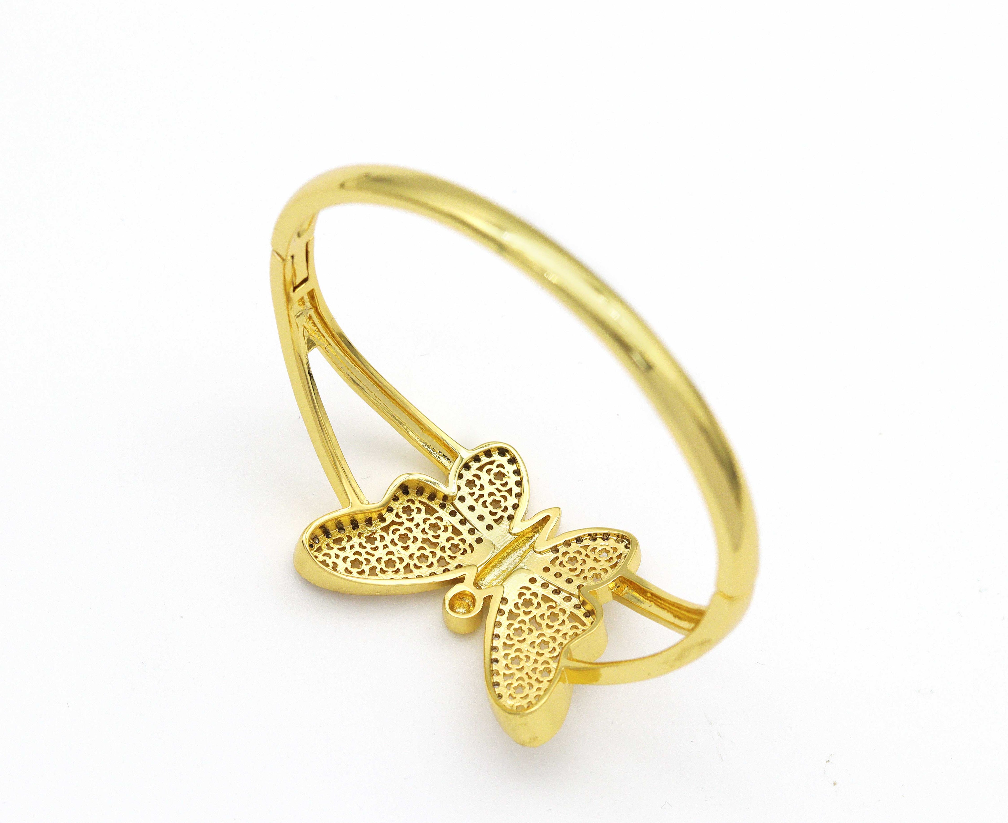 CZ Butterfly Adjustable Bracelet and Rings, Sku#X321