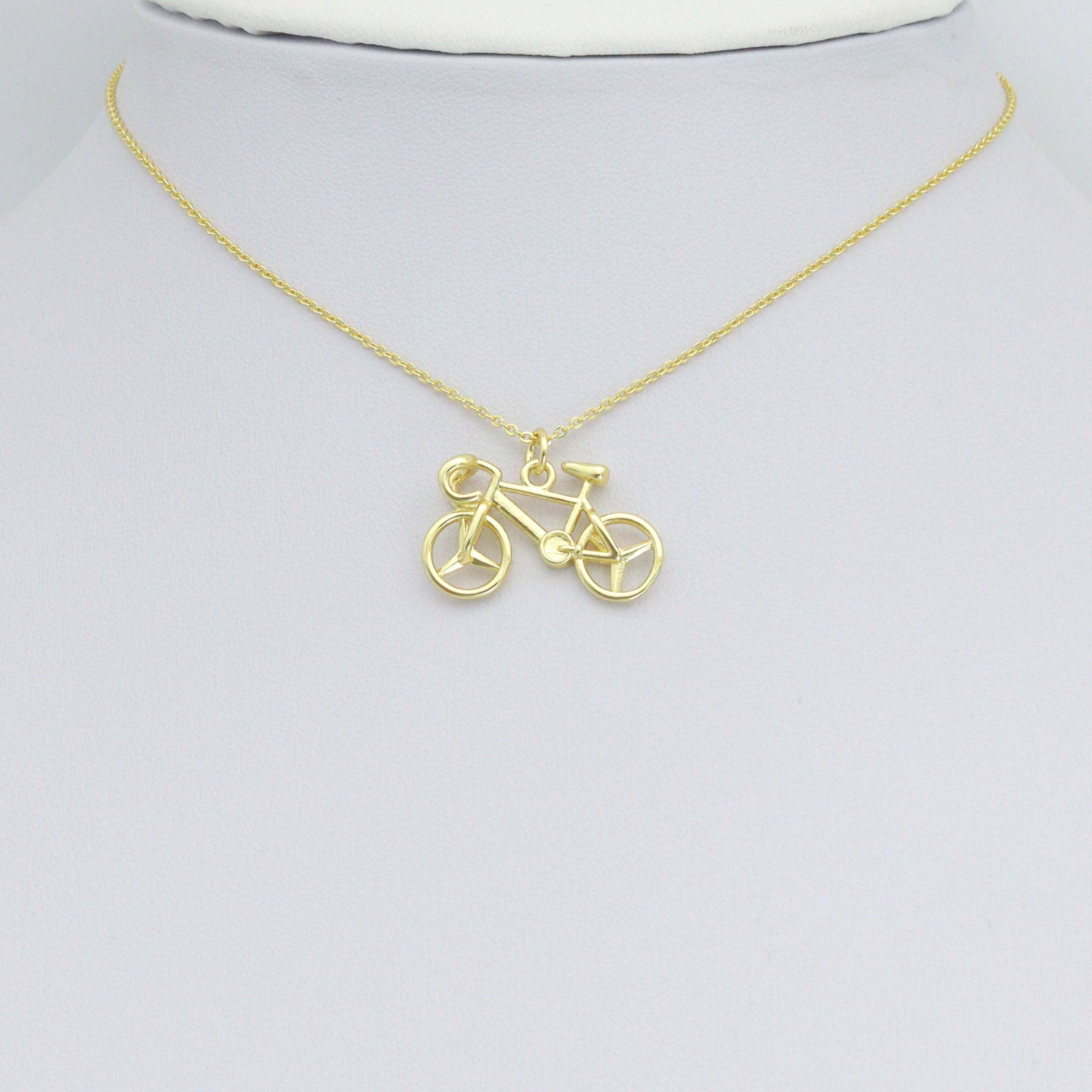 Gold Bike Charm Pendant, Sku#LK1125