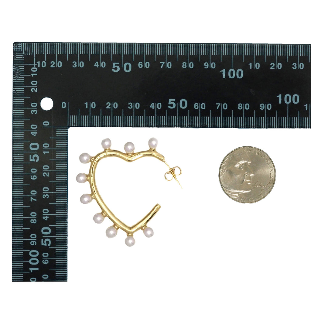 CZ Pearl Heart Stud Earrings, Sku#LD381