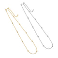 CZ Round Link Gold Silver Satellite Ball Adjustable Necklace, Sku#EF460