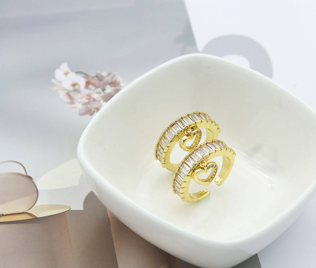 CZ Heart Adjustable Ring, Sku#LD224