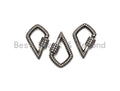 Fully Clear CZ Micro pave Drop Shape Clasp, CZ Pave Clasp, Antique Silver Color Carabiner Clasp, 17x25mm, sku#H178