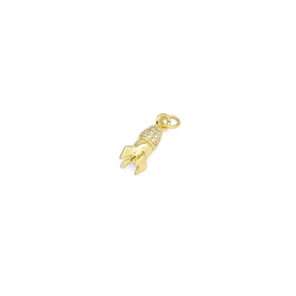 Gold CZ Rocket Charm, Sku#Y872