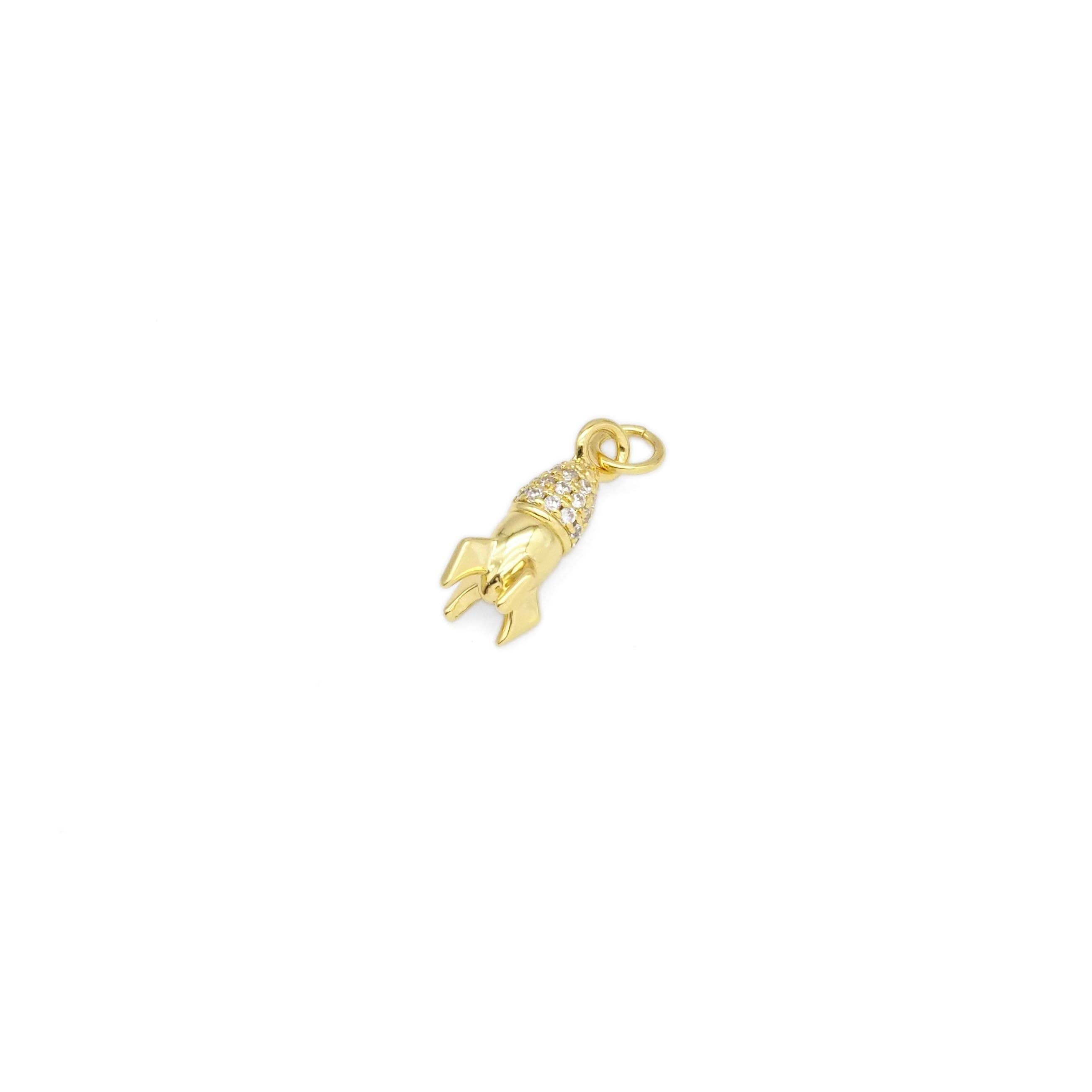 Gold CZ Rocket Charm, Sku#Y872