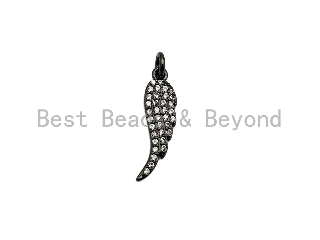 CZ Micro Pave Angel Wing Pendant/Charm, Cubic Zirconia Pendant Charm, 6x23mm,sku#X115