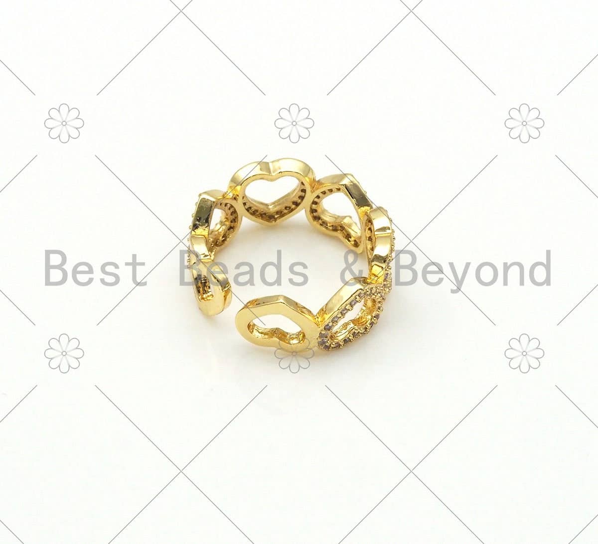 CZ Micro Pave String Heart ring, Sku#X220