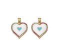Gold Colorful CZ Enamel Blue Heart Charm, Sku#LK719
