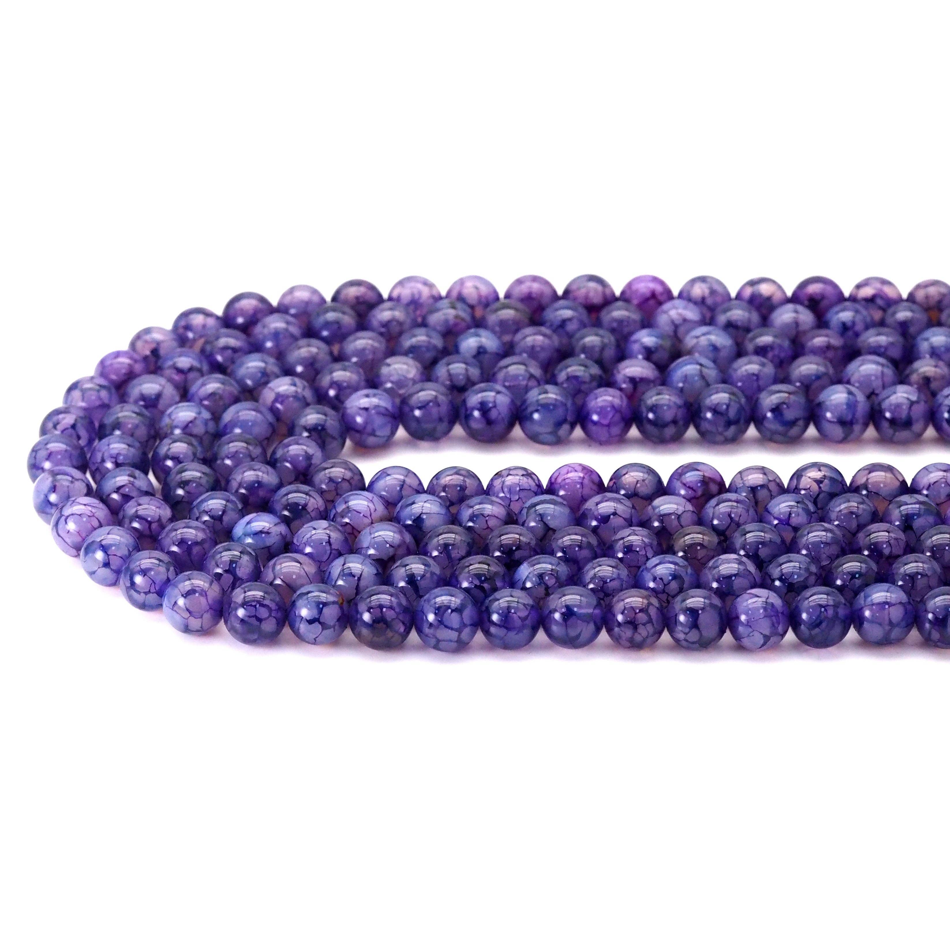Purple Dragon Vein Agate Round Smooth Beads, Sku#U1765c