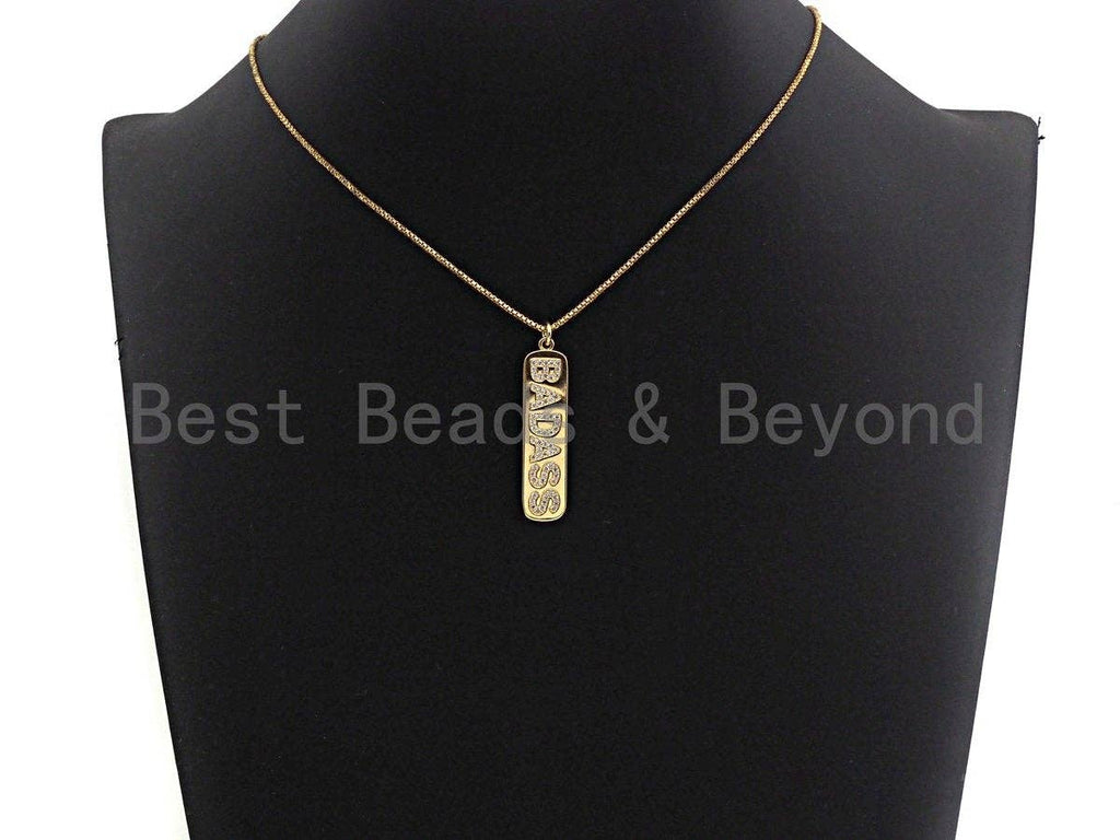 CZ Badass Micro Pave Long Bar Alphabet Pendant, Cubic Zirconia Strip Pendant, Micro pave letter pendant, 9x27mm, sku#X137