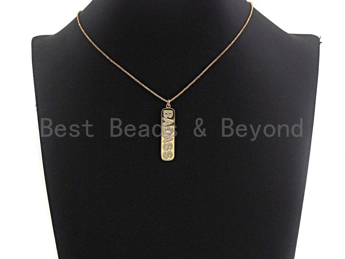 CZ Badass Micro Pave Long Bar Alphabet Pendant, Cubic Zirconia Strip Pendant, Micro pave letter pendant, 9x27mm, sku#X137