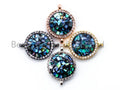 CZ Micro Pave Round Connector with Abalone Shell, pave finding/Cubic Zirconia CZ space connector, 13mm, 1pc, SKU#E298