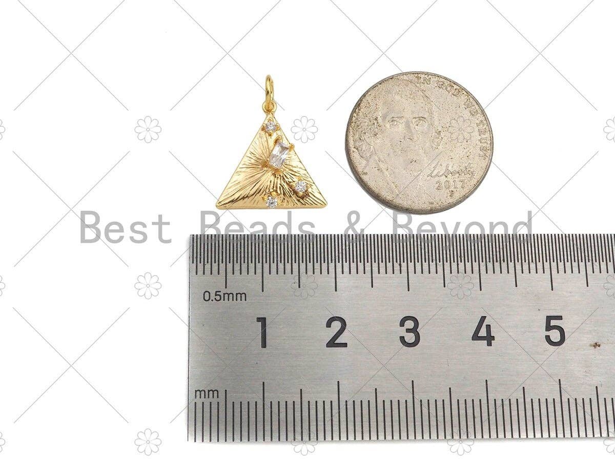 Baguette CZ Micro Pave Pyramid Shape Pendant/Charm, 14K Gold Filled Charm, Necklace Bracelet Charm Pendant,16x16mm,Sku#ZX30