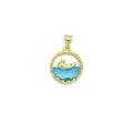 Whale On Blue Ocean Charm Pendant, Sku#LD702