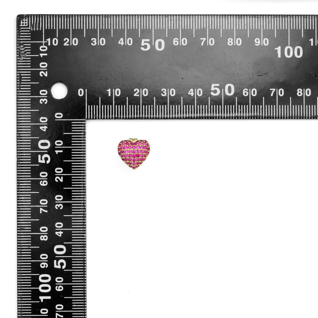 Pink Fuchsia CZ Heart Stud Earrings, Sku#A334