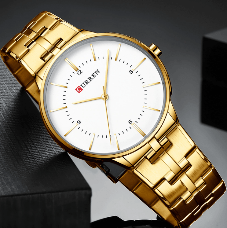 Montre étanche pour homme avec bracelet étincelant, disponible en cinq designs modernes – le cadeau parfait pour l'être cher.