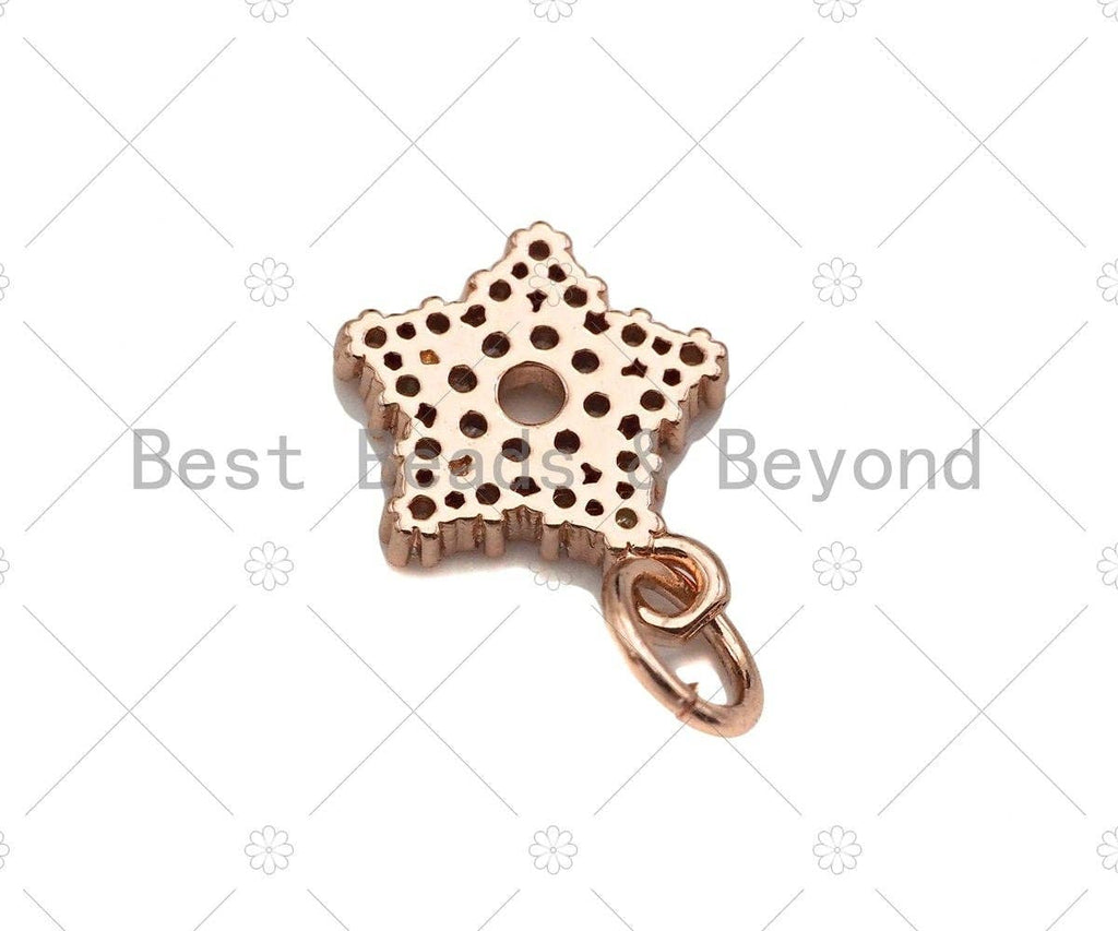 CZ Micro Pave Dainty Star Pendant/Charm, Bracelet Necklace CZ Star Pendant Charm, Silver/Gold/Rose Gold Tone,12x10mm,Sku#Y374
