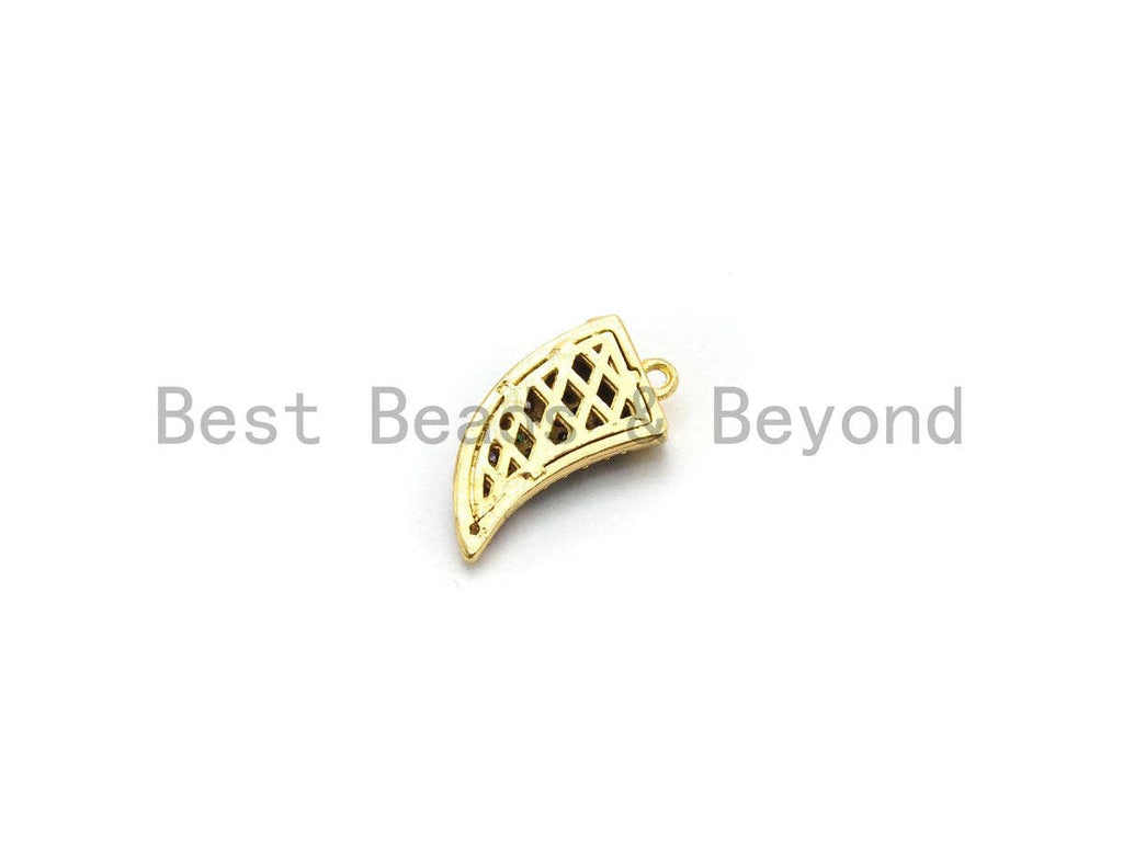 CZ Micro Pave Multi-color OX Horn Pendant, Horn Shaped Pave Pendant, Colorful Gold plated, 9x16mm, Sku#B113