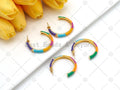 Colorful Enamel Round Ring Earrings, Sku#J325