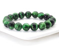 Natural Green Tiger Eye Round Smooth Stretchy Bracelet, Sku#