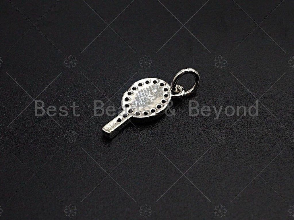 Clear CZ Micro Pave Tennis Racquet  Pendant/Charm, Tennis Sports Pendant Charm,7x15mm,sku#Y254