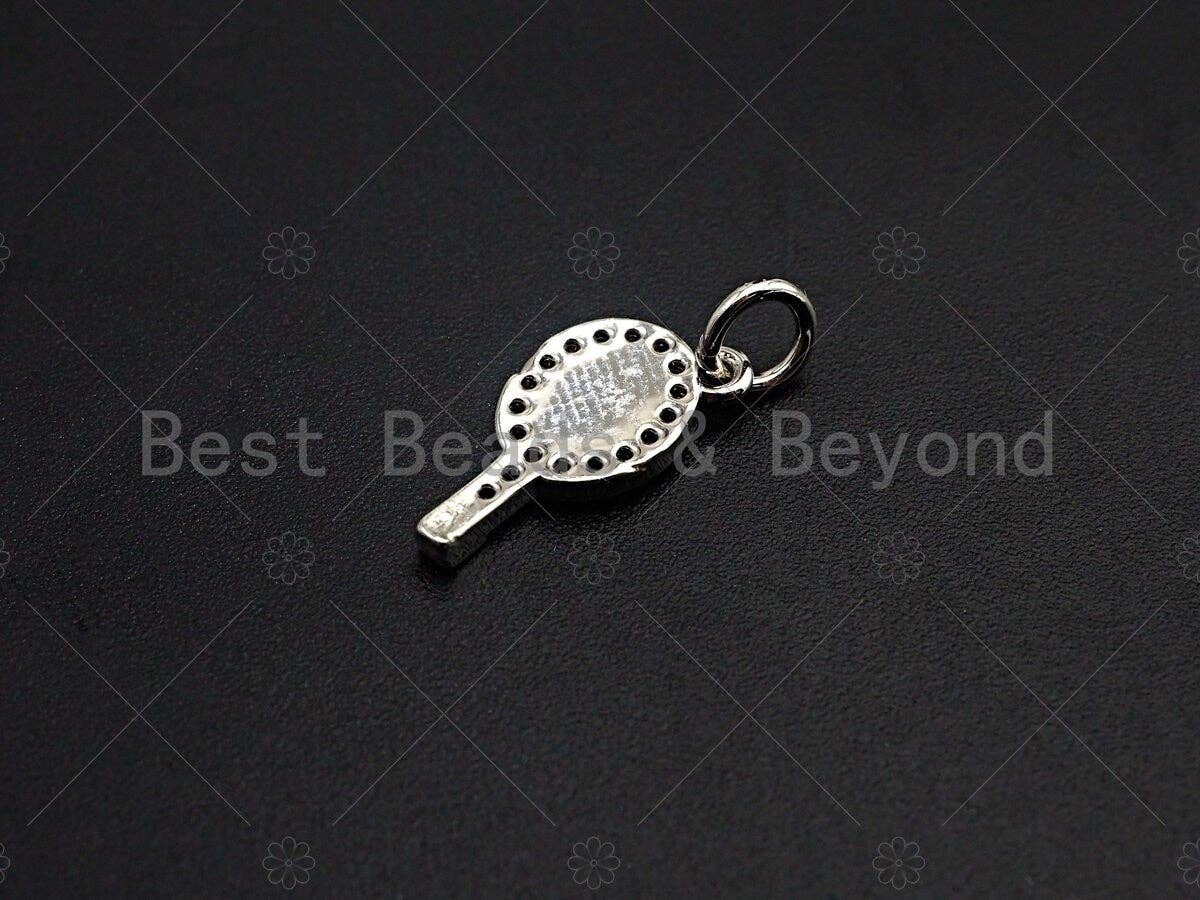Clear CZ Micro Pave Tennis Racquet  Pendant/Charm, Tennis Sports Pendant Charm,7x15mm,sku#Y254