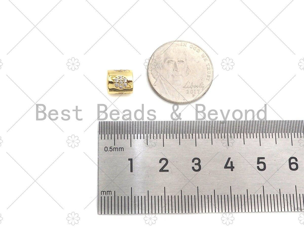 CZ Pave planet on Large hole tube spacer beads, sku#C120
