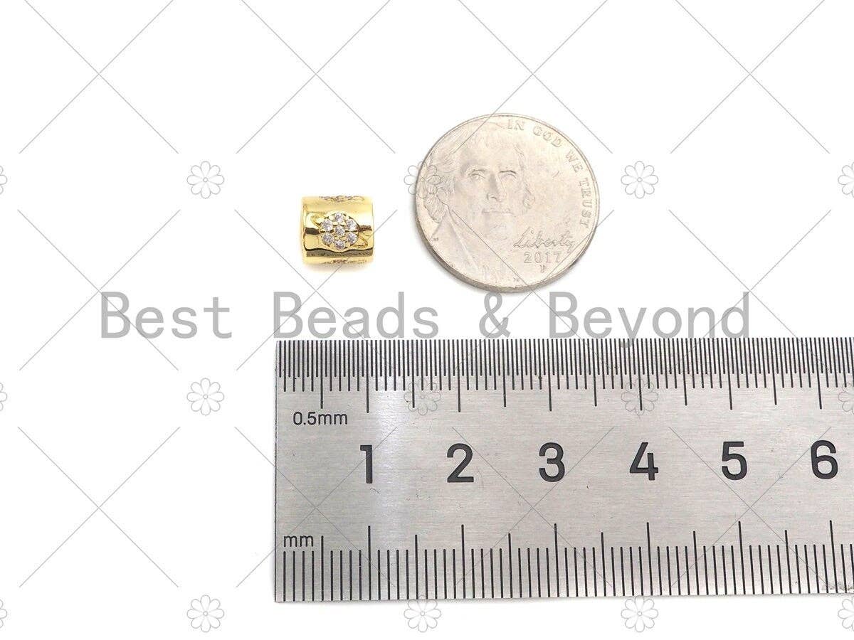 CZ Pave planet on Large hole tube spacer beads, sku#C120