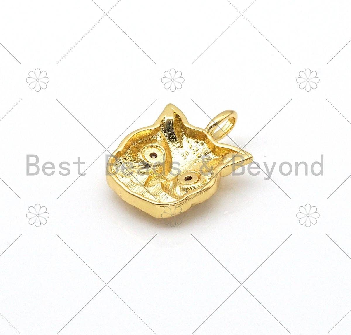 CZ Micro Pave Owl Head Shape Pendant/Charm, 18K Gold Filled Owl Head Charm, Necklace Bracelet Charm Pendant, 26x19mm,Sku#Z1383