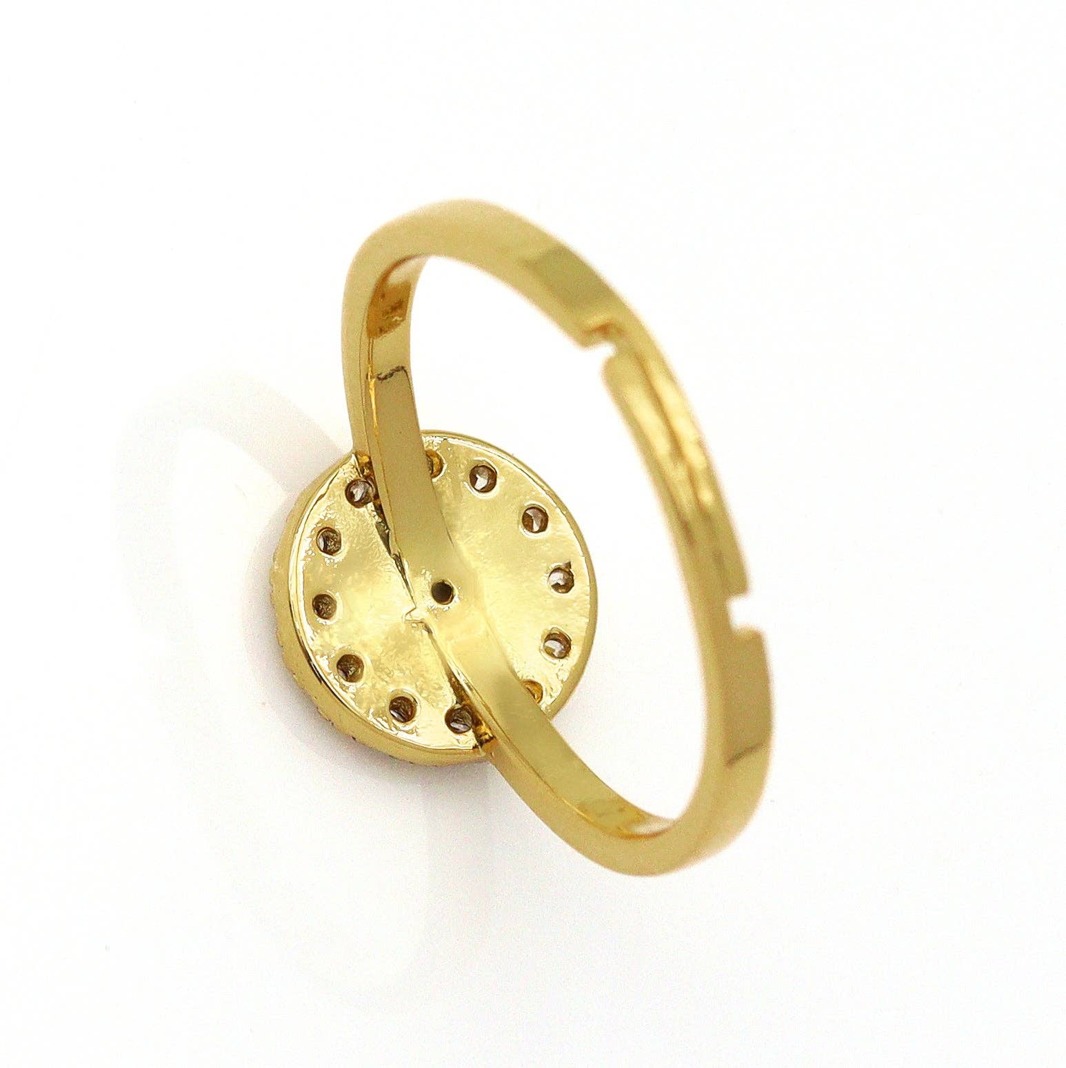 CZ Gold Star On Round Coin Ring, Sku#Y747