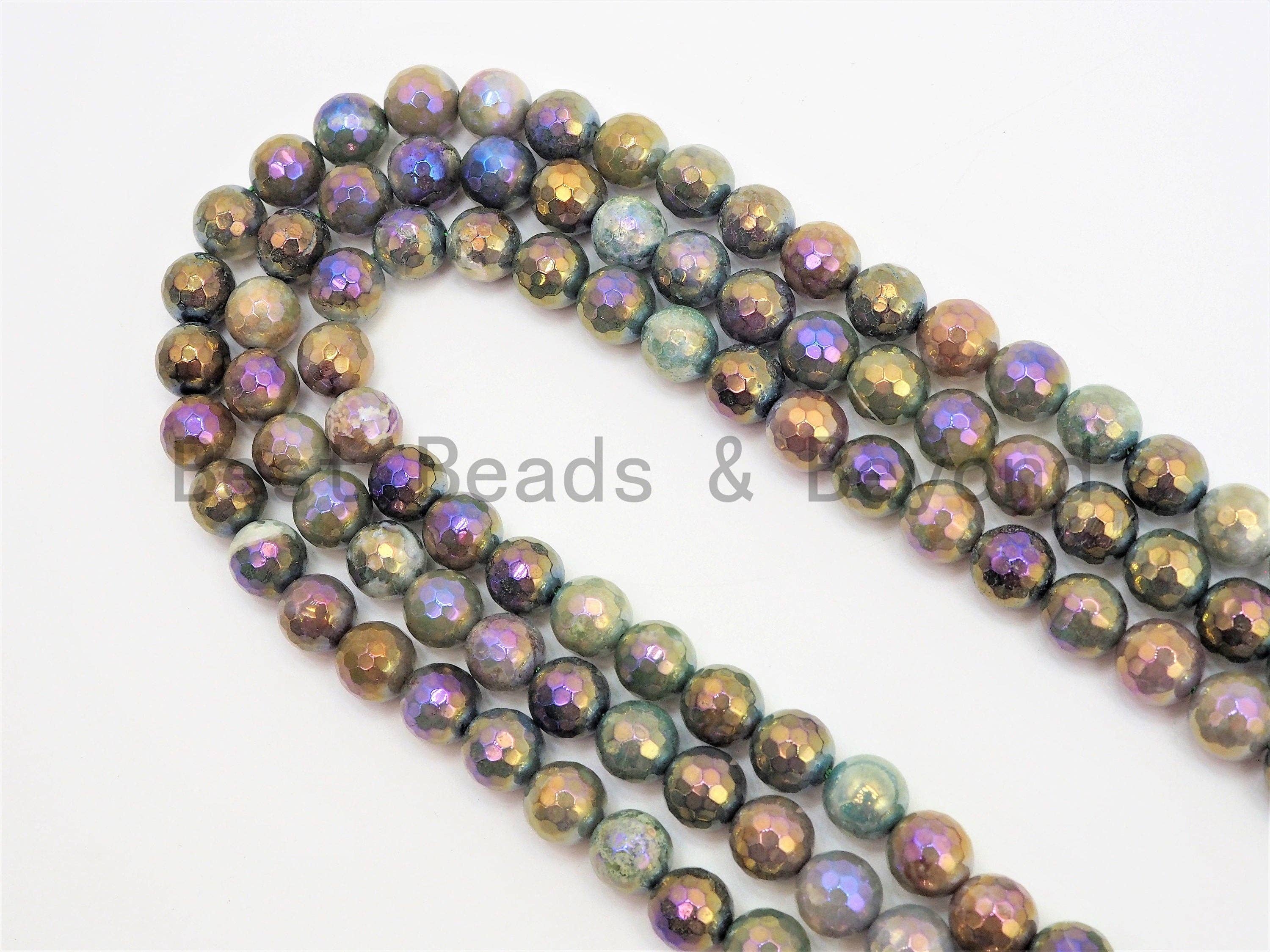Mystic Plated Faceted Indian Agate Beads, SKU#U426