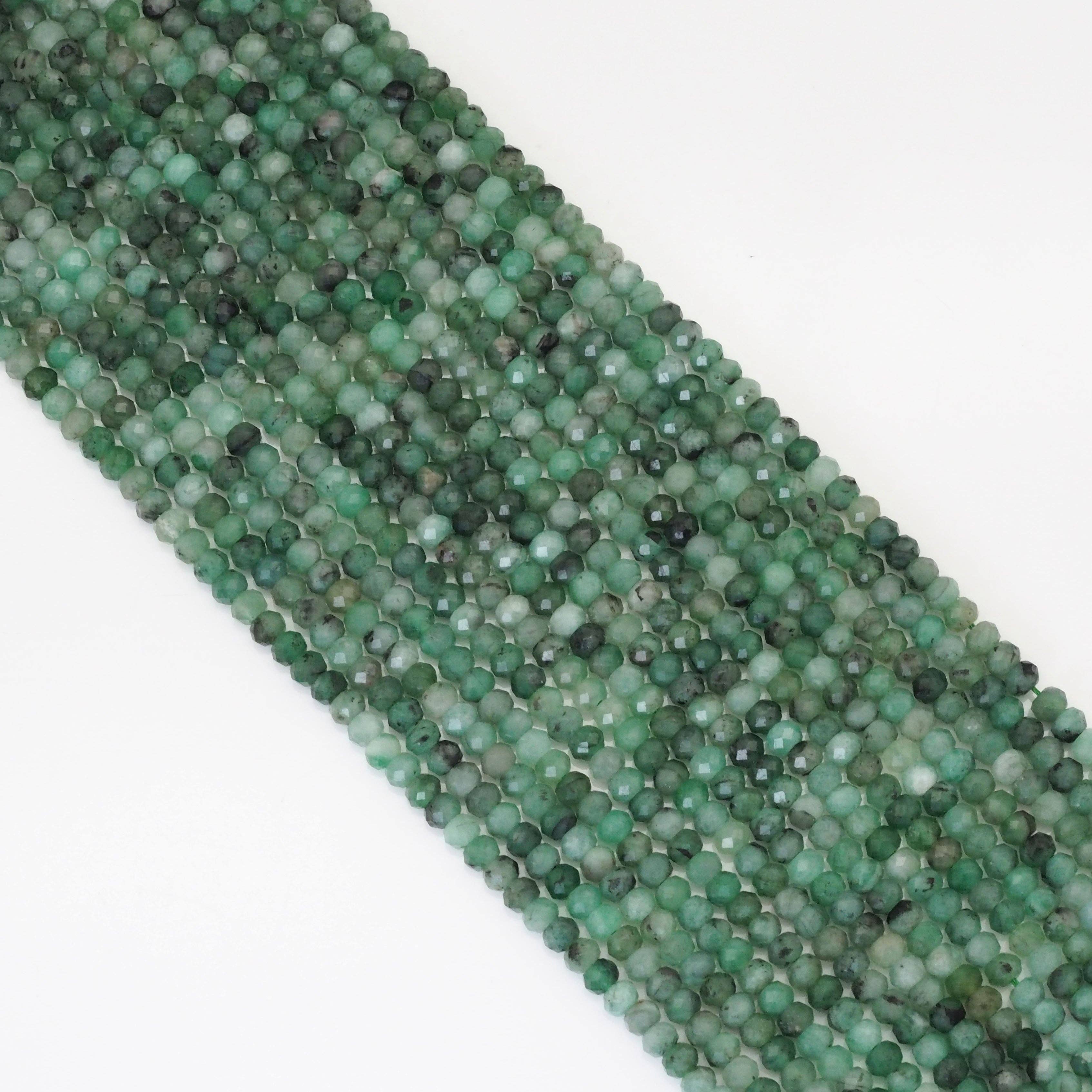Genuine Emerald Faceted Rondelle Beads, Sku#U1694