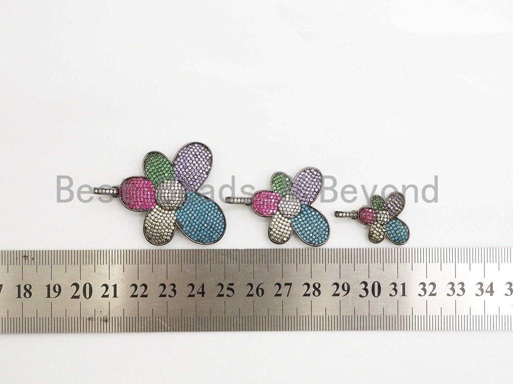 CZ Multi-colors Micro Pave Flower Pendant,Cubic Zirconia Rai