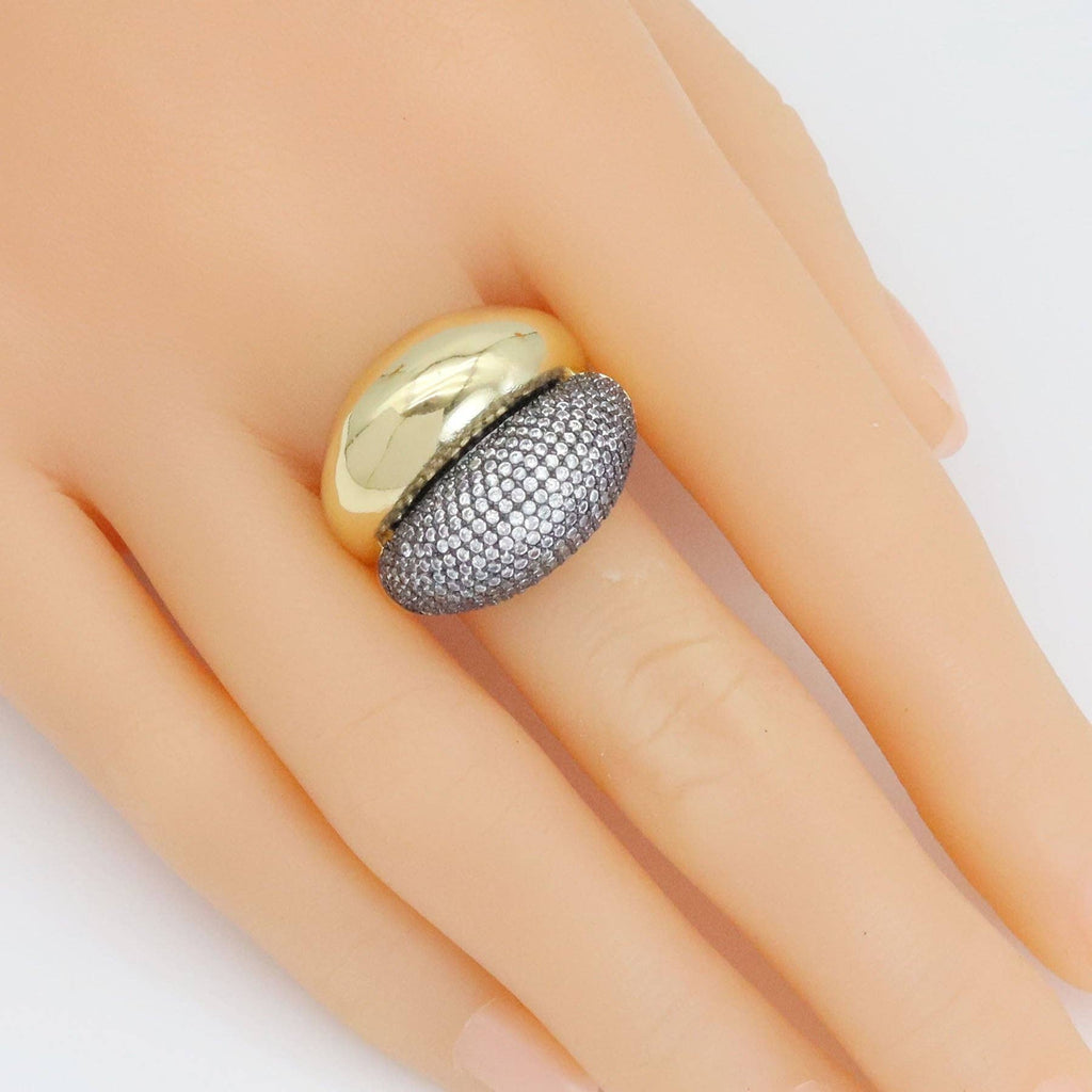 CZ Dual Color Dome Statement Ring, Sku#LX548