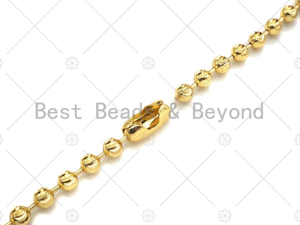 Solid Shinny Gold 4mm Lantern ball Finished Necklace Bracelet SKU#LD72