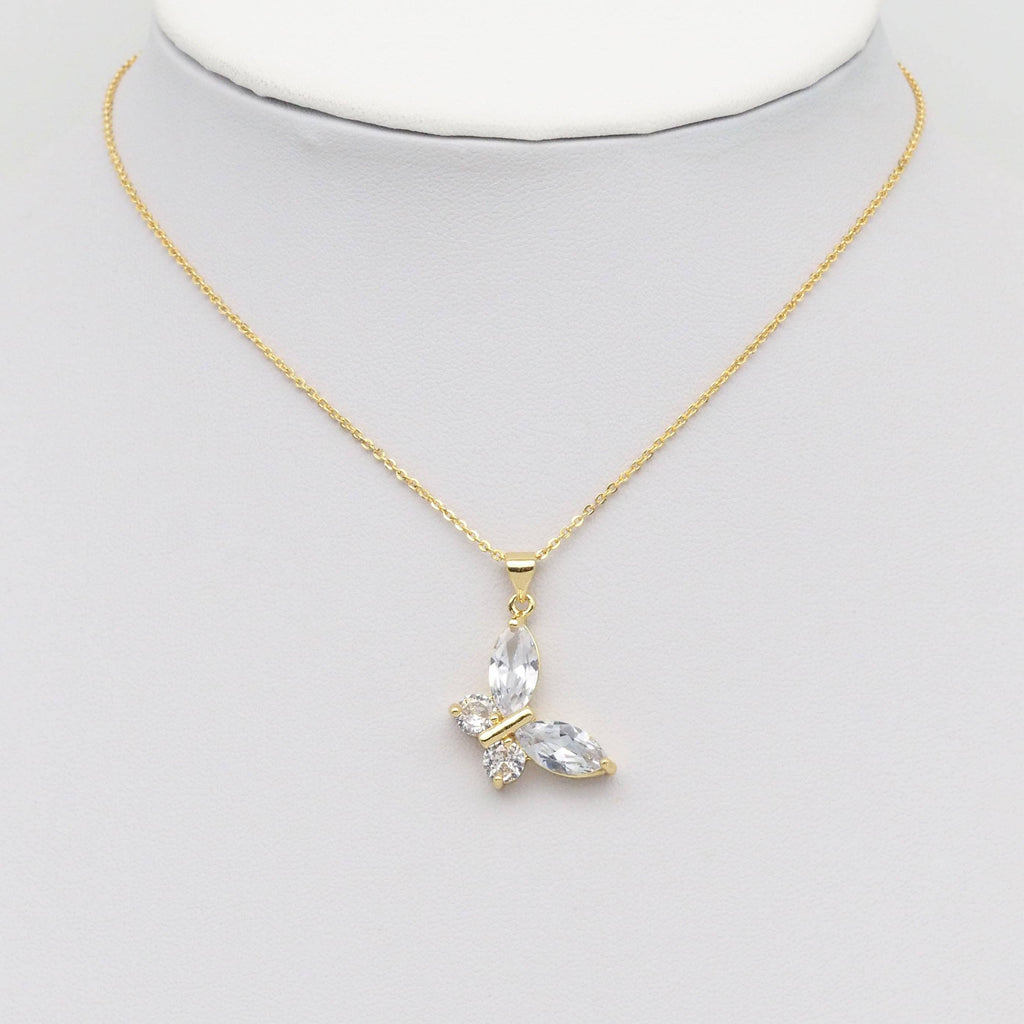 Clear CZ Gold Butterfly Charm, Sku#LK890