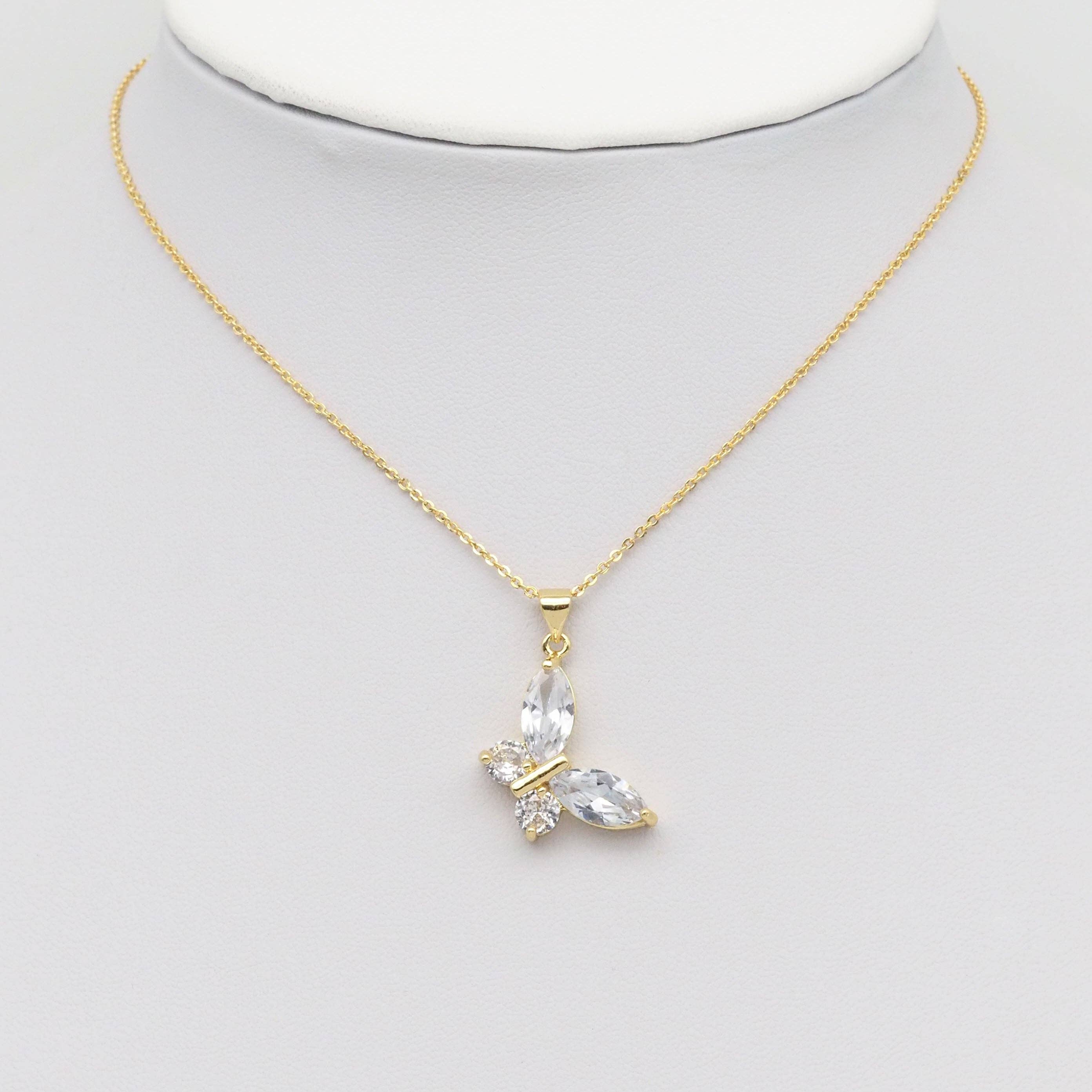 Clear CZ Gold Butterfly Charm, Sku#LK890