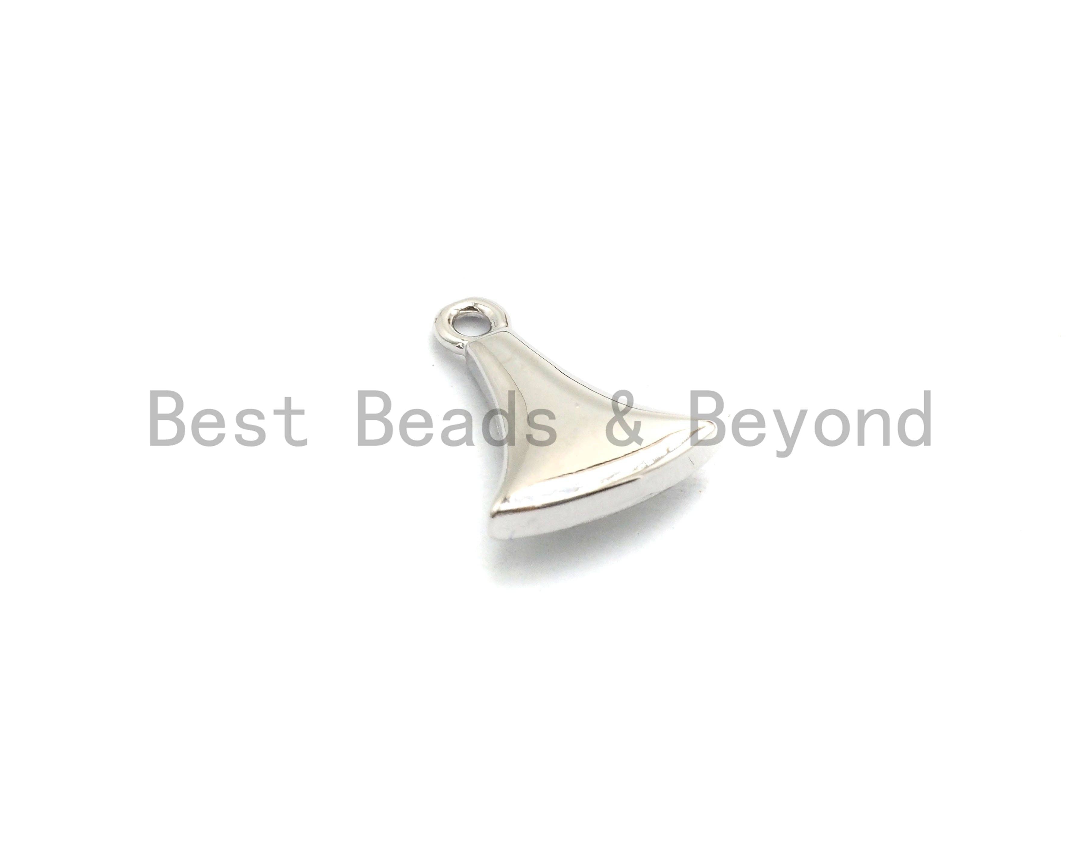 100% Natural White Mother of Pearl Fan-Shaped Charm in Gold/Silver Finish, White Shell Pendant, Fan Shape Charm, 9x12mm,SKU#Z301