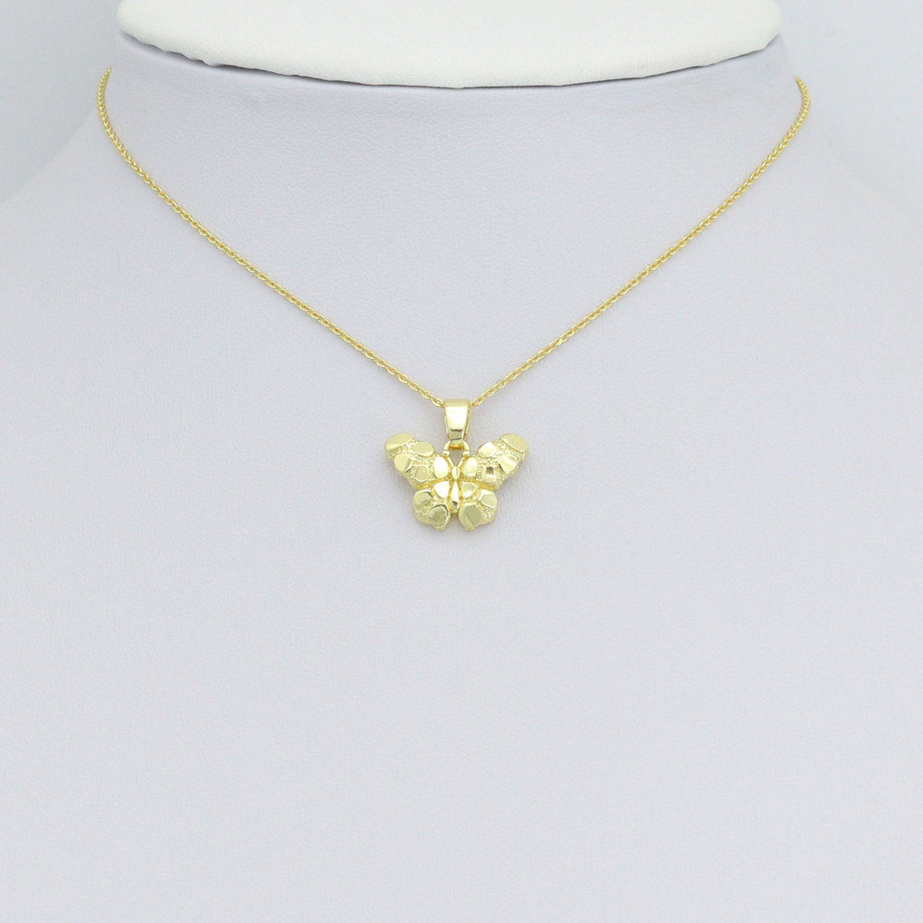 Gold Nugget Texture Butterfly Charm Pendant,Sku#LX856