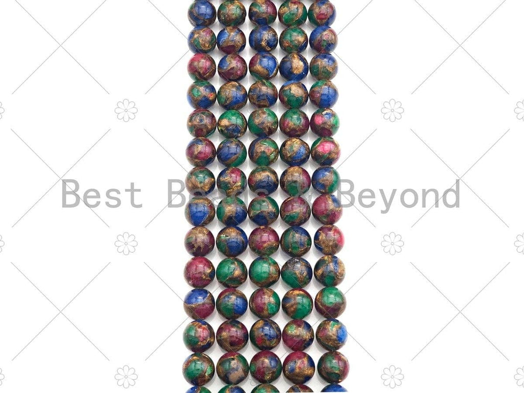 Gold Clinquant Beads, 4mm/6mm/ 8mm/10mm/12mm, Cloisonne Mixed Color Beads, 15.5" Full Strand Wholesale Gemstones,sku#U956