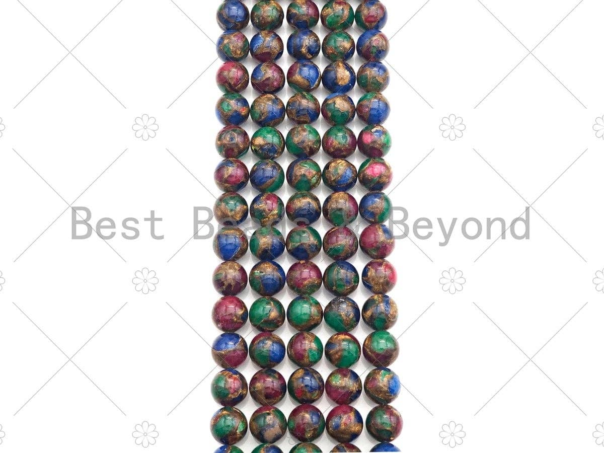 Gold Clinquant Beads, 4mm/6mm/ 8mm/10mm/12mm, Cloisonne Mixed Color Beads, 15.5" Full Strand Wholesale Gemstones,sku#U956